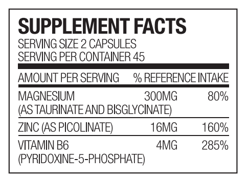 Magnesium, Zinc & Vitamin B6. Vegan capsule