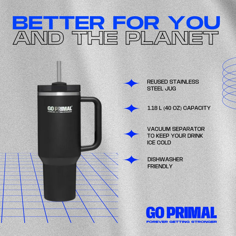 GO PRIMAL QUENCHER H20 TUMBLER. 1.18L / 40oz. Stainless Steel Shaker - GO PRIMALGO PRIMAL